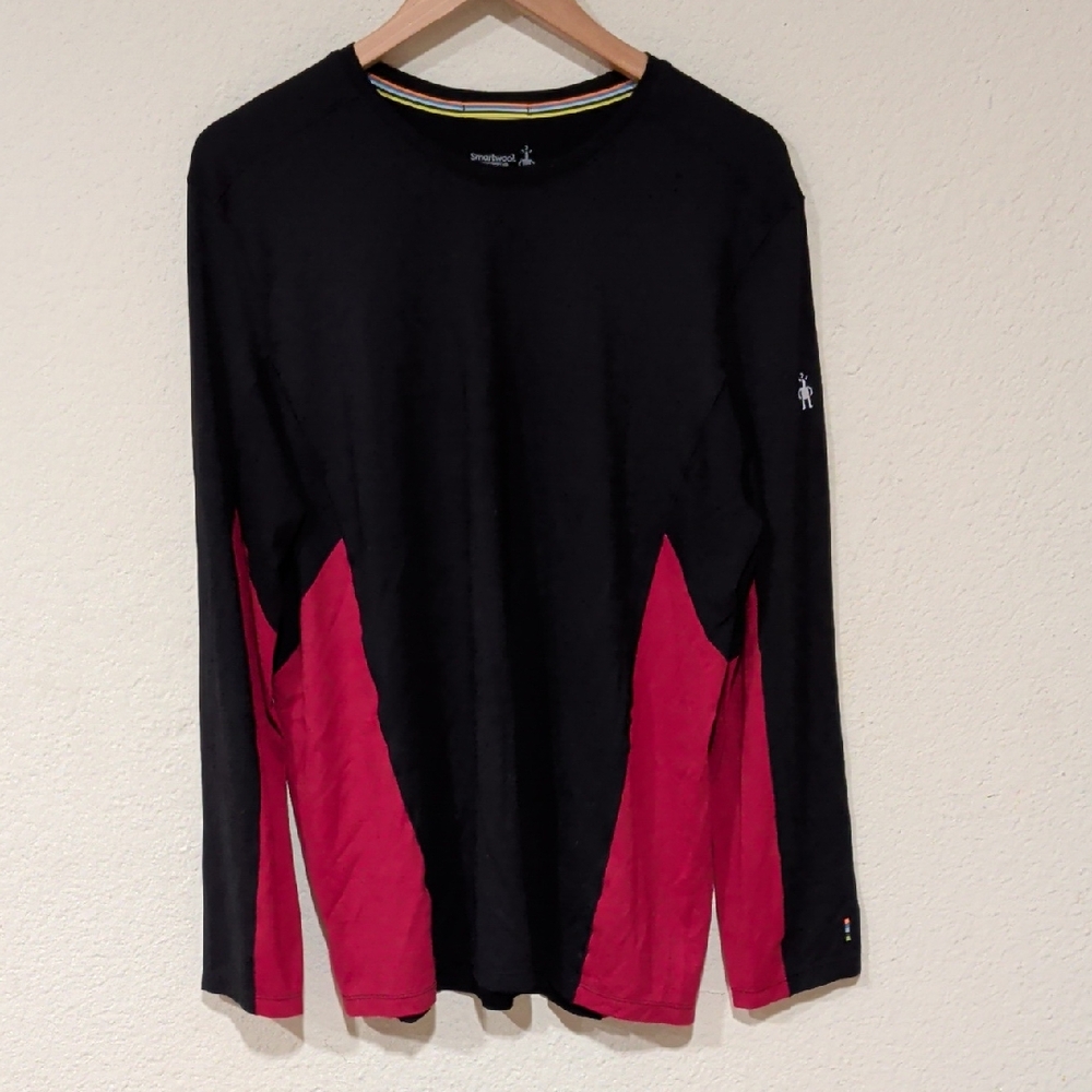Smartwool Men's Long Sleeve Base Layer in Black and Red